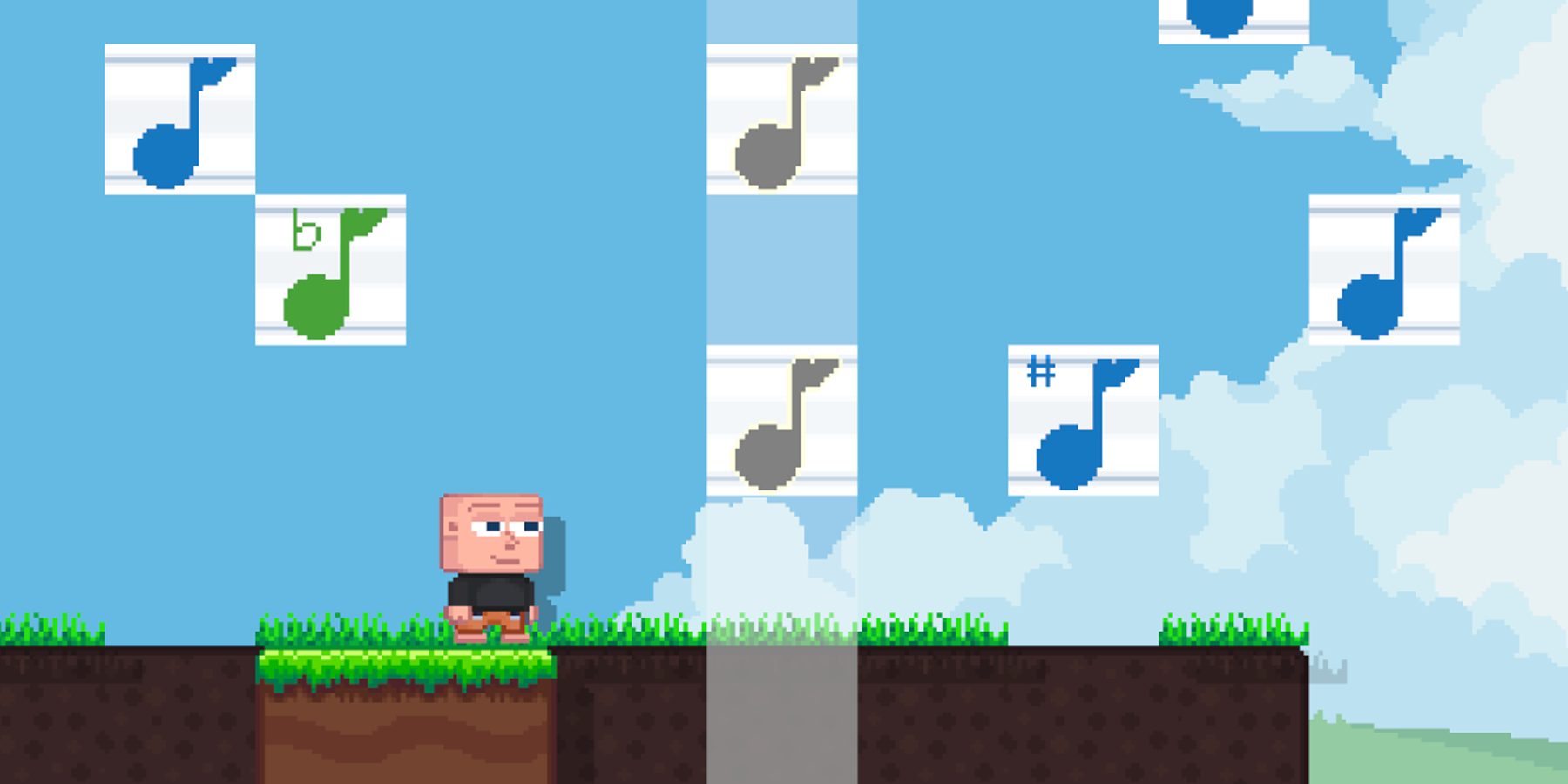 Music note blocks in a Grid Empire world